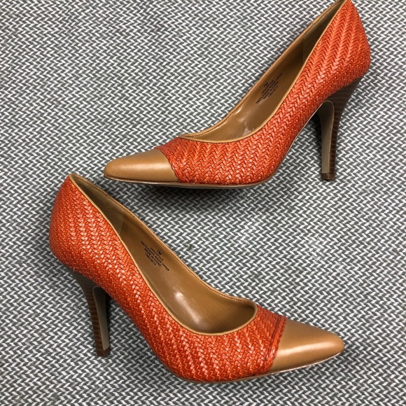 Nine West Shoes - Nine West | NWOB Orange Brown Wicker Style Heel